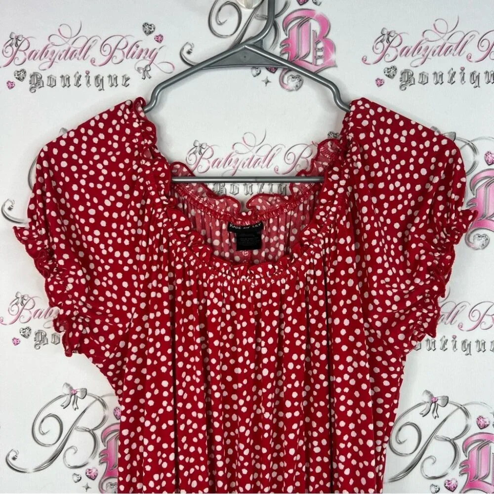 Kate and lily dress milkmaid cottage Elegant Red Polka Dot Midi Dress